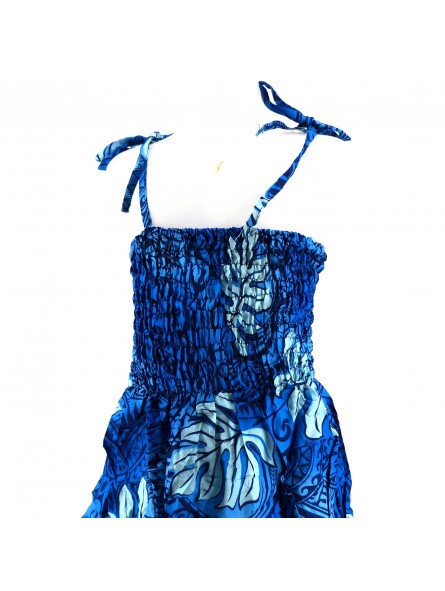 robe enfant couleur bleu motif Tatouage polynesien