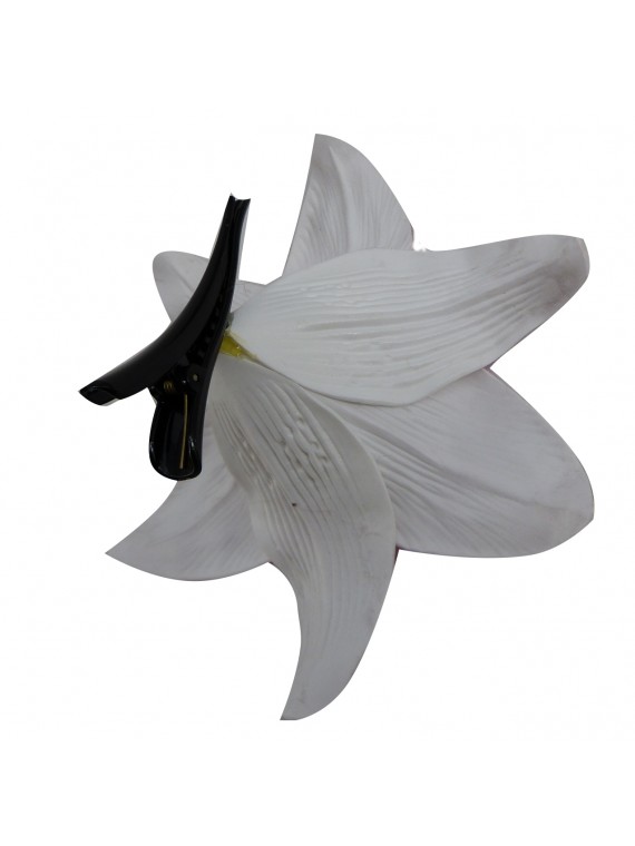 Barrette 16 cm rose et blanc Lilly