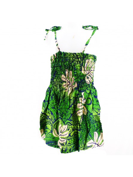 robe enfant couleur Verte motifsTatouage tahitien
