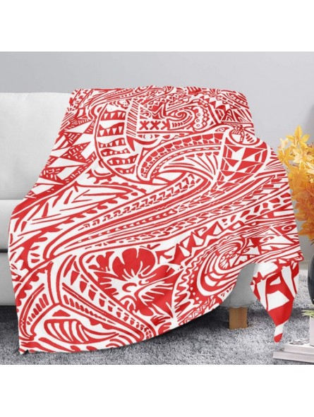 Grand Plaid Tatouage Polynésien Rouge