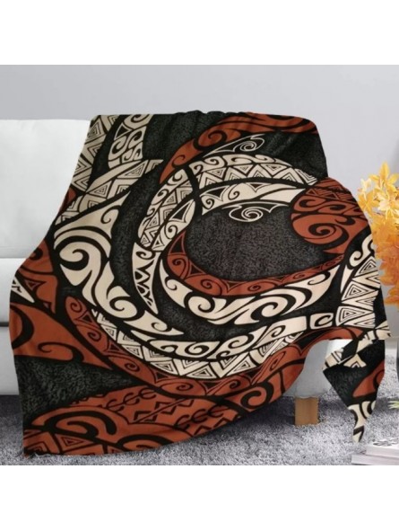 Grand Plaid Tatouage Polynésien Noir et marron