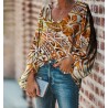 Haut femme col V manche longue Orangé