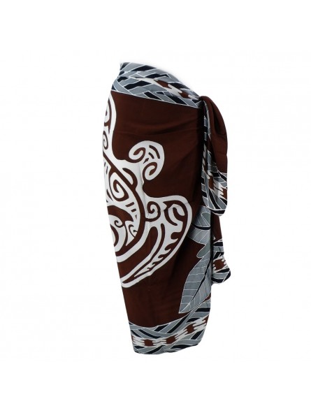 Paréo Marron Tatouage Tortue