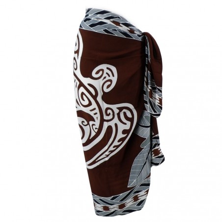 Paréo Marron Tatouage Tortue
