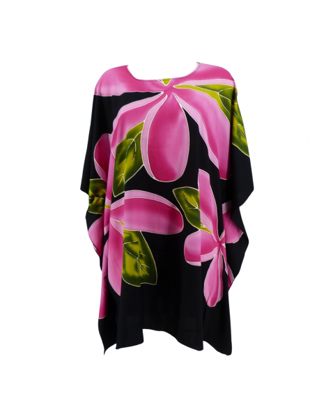 Tunique couleur noire avec motifs fleurs de  Frangipane