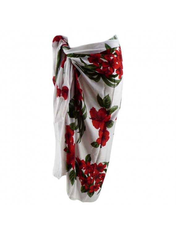Paréo Blanc et rouge Flower Saison