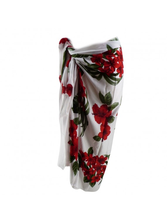 Paréo Blanc et rouge Flower Saison