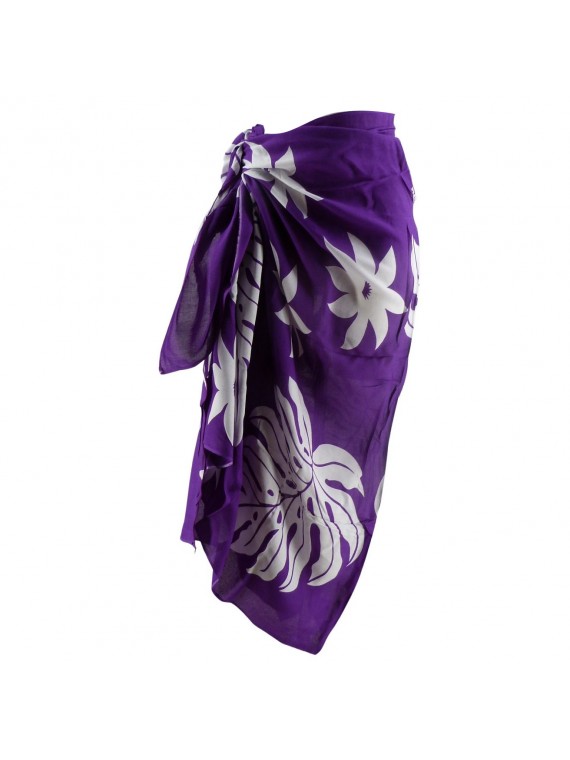 Paréo violet tiaré et feuillage