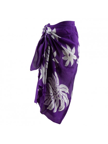 Paréo violet tiaré et feuillage