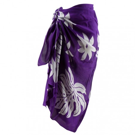 Paréo violet tiaré et feuillage