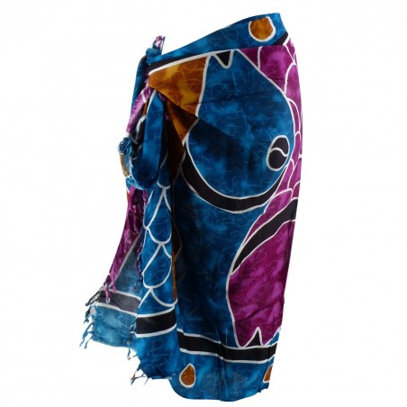 Paréo 7 poisssons Bleu Violet