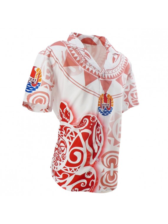 Chemise Tahitienne Tatouage tortue Drapeau Polynésien