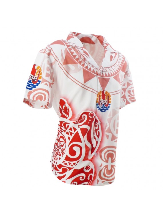 Chemise Tahitienne Tatouage tortue Drapeau Polynésien