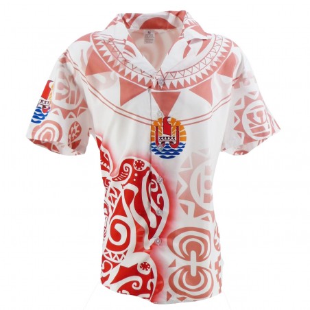 Chemise Tahitienne Tatouage tortue Drapeau Polynésien