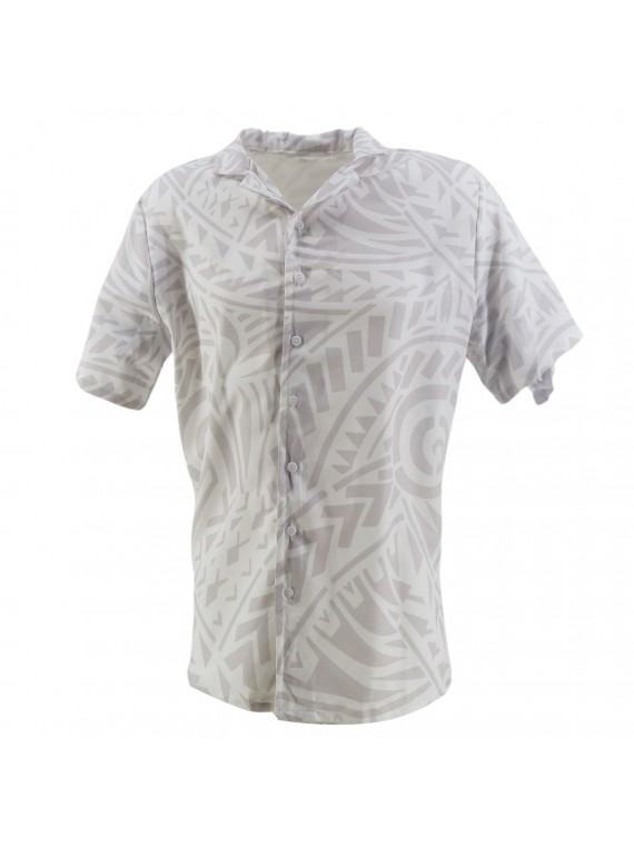 Chemise Tahitienne Blanche Tatouage