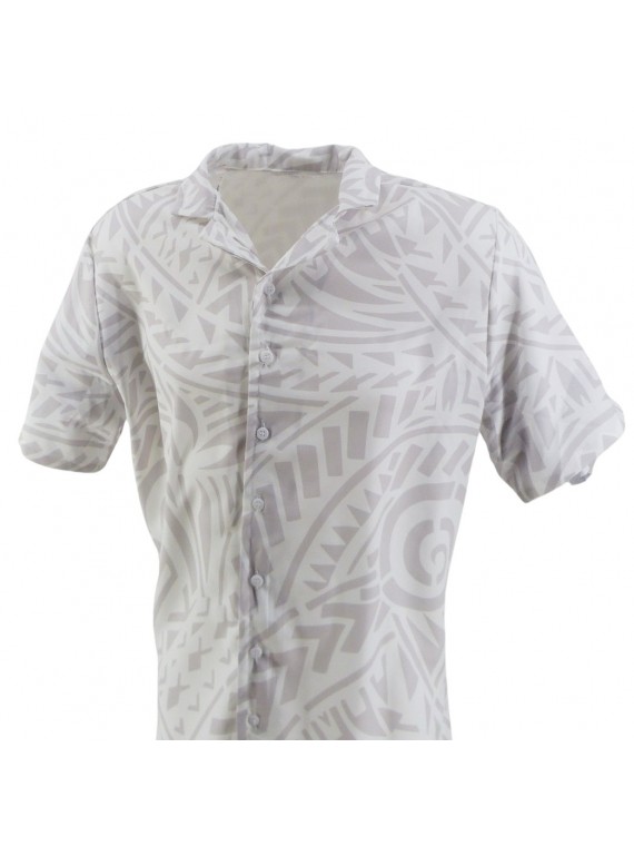Chemise Tahitienne Blanche Tatouage