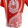 Chemise Tahitienne rouge Tatouage et drapeau