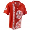 Chemise Tahitienne rouge Tatouage et drapeau