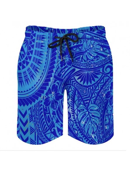 Short de bain homme turquoise Tatouage Polynesien