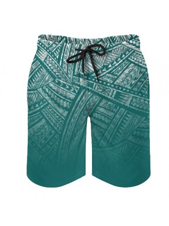Short de bain homme couleur Verte motif tatouage Polynesien