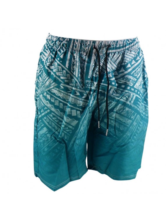 Short de bain homme couleur Verte motif tatouage Polynesien