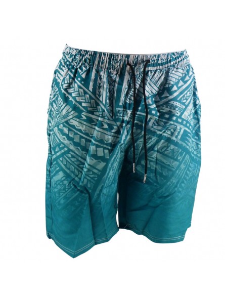 Short de bain homme couleur Verte motif tatouage Polynesien