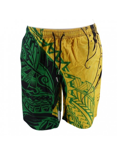 Short de bain homme couleur jamaique Tatouage polynesien