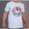 T-shirt blanc VA'A TAHITI drapeau polynesien couleur sunset
