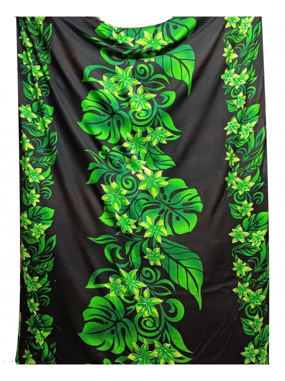 Tissu noir et Vert frise Vaïrao