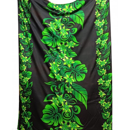 Tissu noir et Vert frise Vaïrao