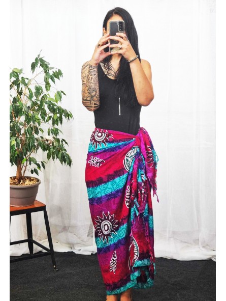 Paréo violet turquoise rouge Abstrait'Art