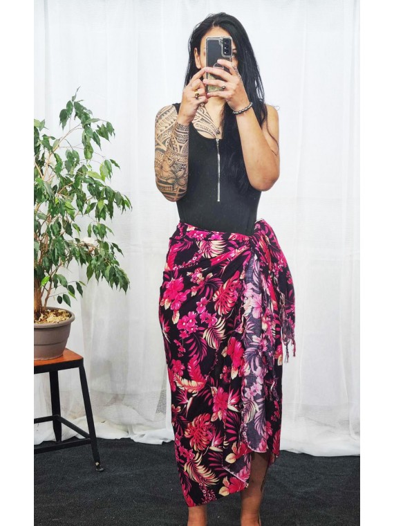Paréo noir et rose Keaoi