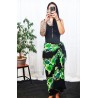 Paréo Noir et vert hibiscus line