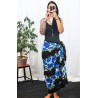 Paréo Noir et bleu hibiscus line