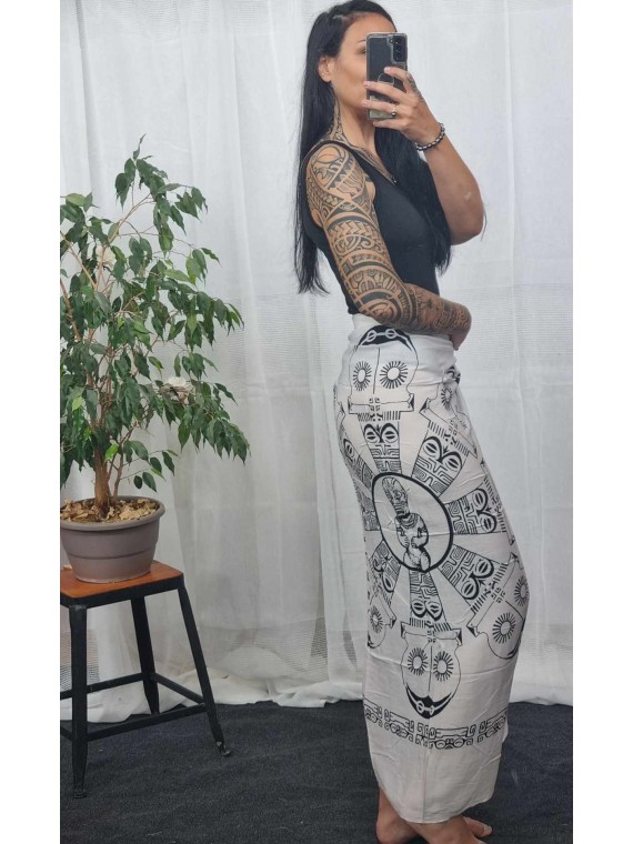 Paréo blanc tiki et casse tête