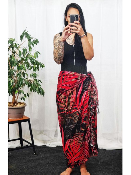 Paréode couleur rouge et noir motifs feuillage