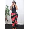 Paréo Noir et rouge hibiscus line