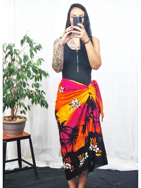 Paréo Dark honolulu rose orange jaune