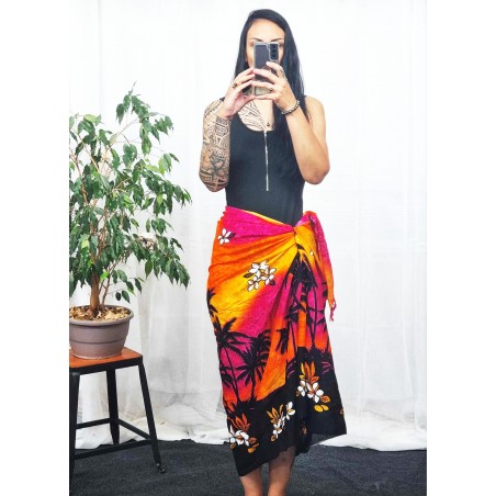 Paréo Dark honolulu rose orange jaune