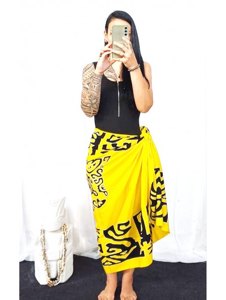 Paréo Jaune Tatouage Raie manta frise Tattoo