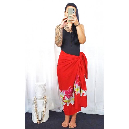 Paréo rouge frise tiaré