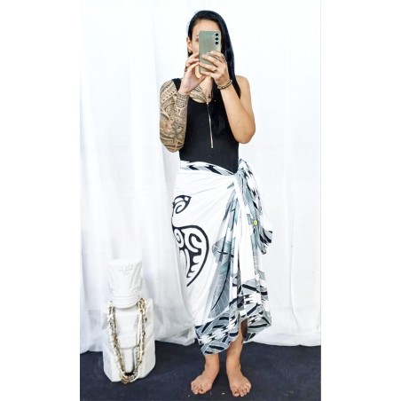 Paréo blanc Tatouage Tortue
