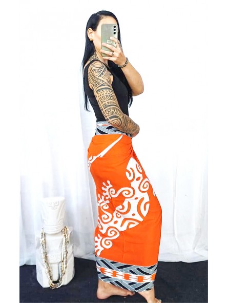 Paréo orange Tatouage Lezard