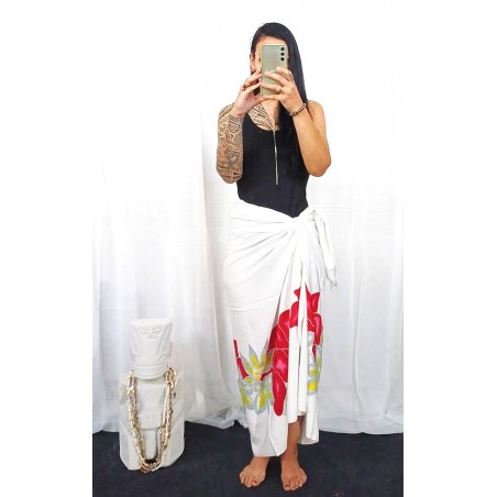 Paréo blanc frise tiaré