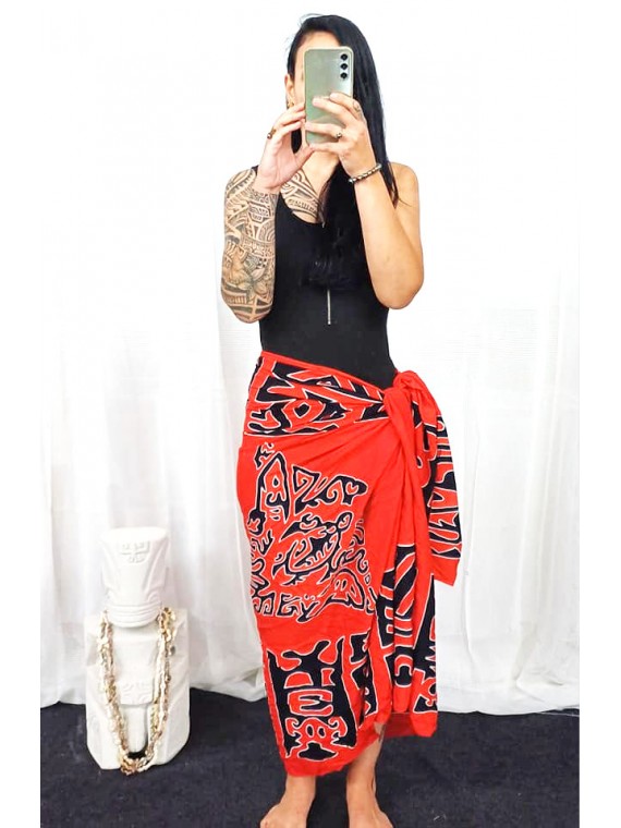Paréo rouge Tatouage Raie frise Tattoo