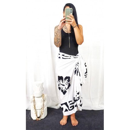 Paréo blanc Quadruple Hibiscus