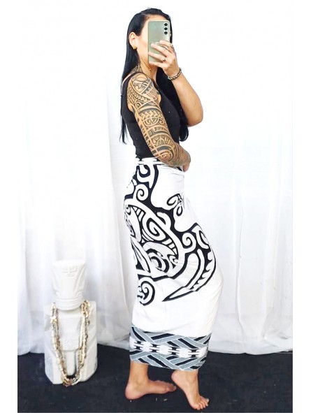 Paréo blanc Tatouage Tortue