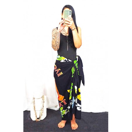 PARÉO noir IAORANA TAHITI