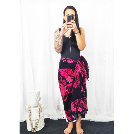 Paréo noir et rose vaïrao