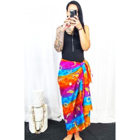 paréo rose dauphin et tortue